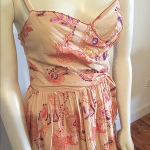 Tan Sequin Summer Dress Small